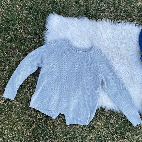 Madewell gray cross back crewneck sweater medium - Picture 2 of 5